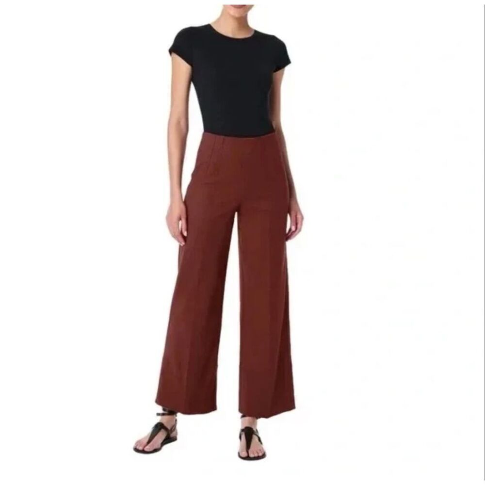 SPANX $138 Twill Crop Wide Leg Pull On Pants Hickory Brown S NWOT
